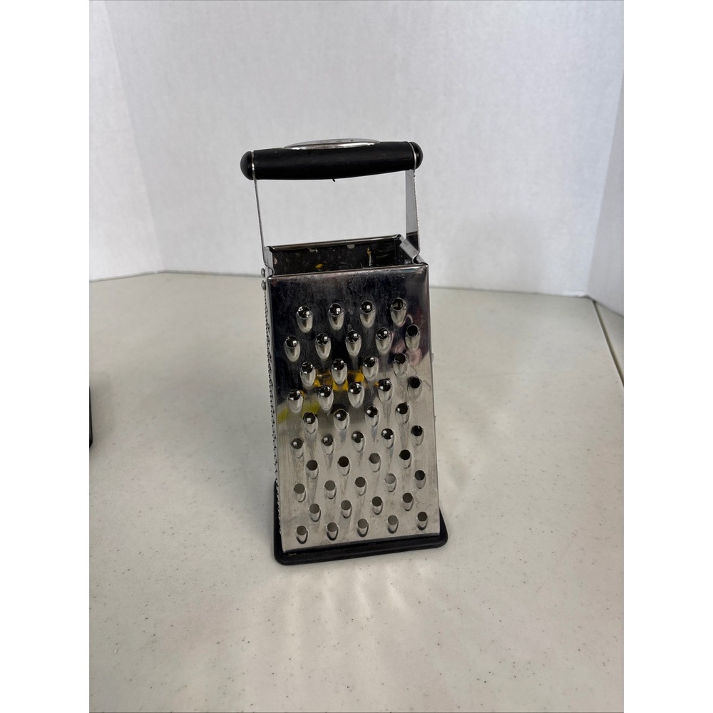 Oneida Stainless Steel Box Grater 4-Sided Cheese Shredder Vegetable Slicer Black